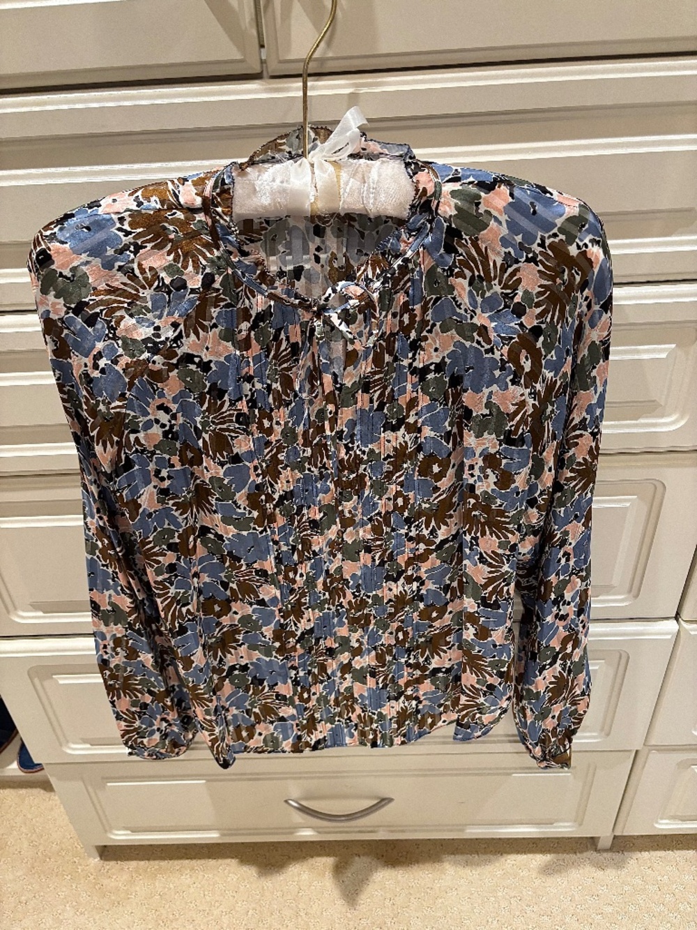 VERONICA BEARD | LINDS BLOUSE | LAKE MIST MULTI 100% Silk Size 0